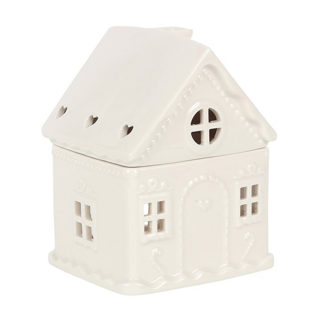 White Gingerbread House Oil Burner