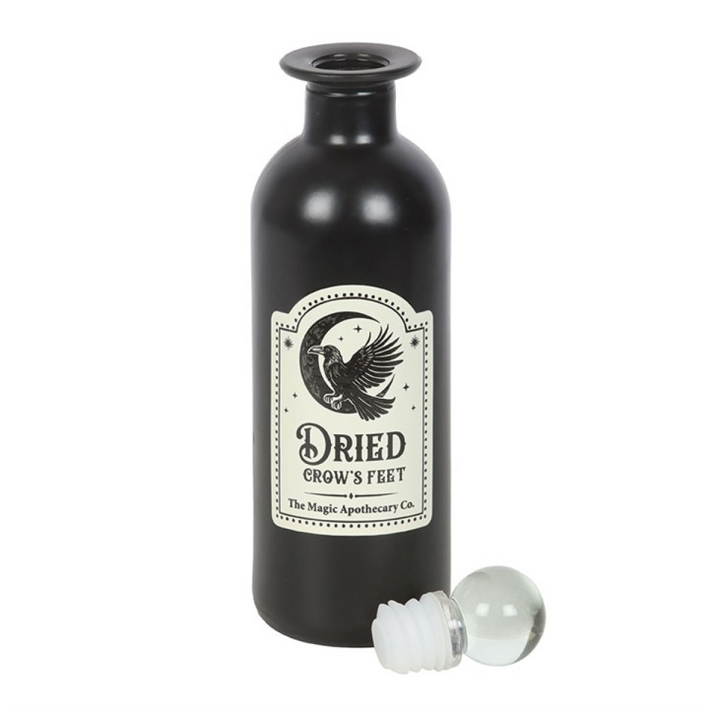 Dried Crow's Feet Decorative Glass Potion Bottle