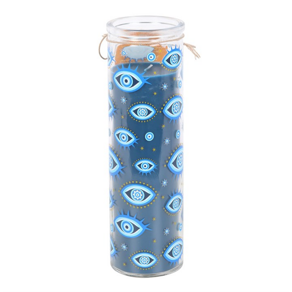 All Seeing Eye Print White Rose Tube Candle