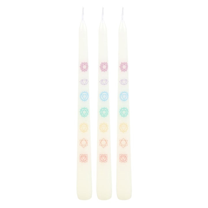 Set of 3 Chakra Balancing Taper Dinner Candles