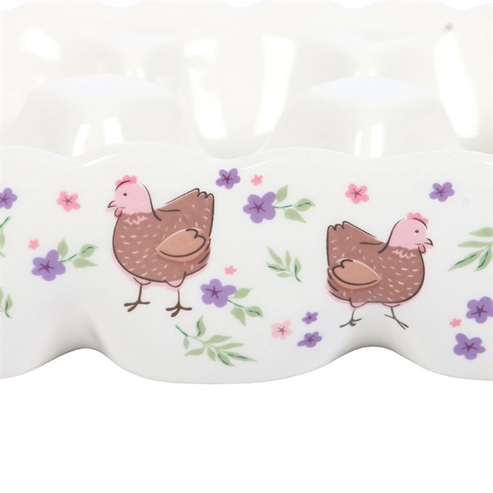 Hen Print Ceramic Egg Holder