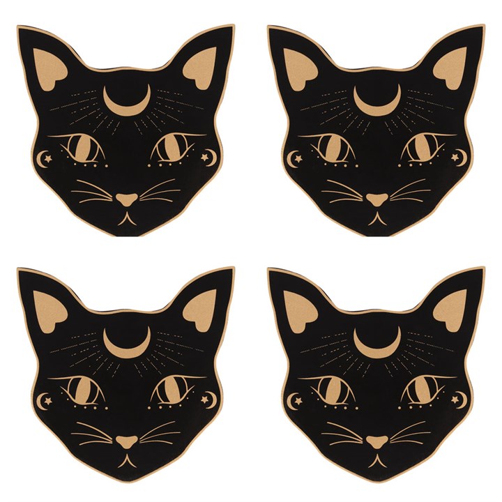Mystic Mog Cat Face Coaster Set