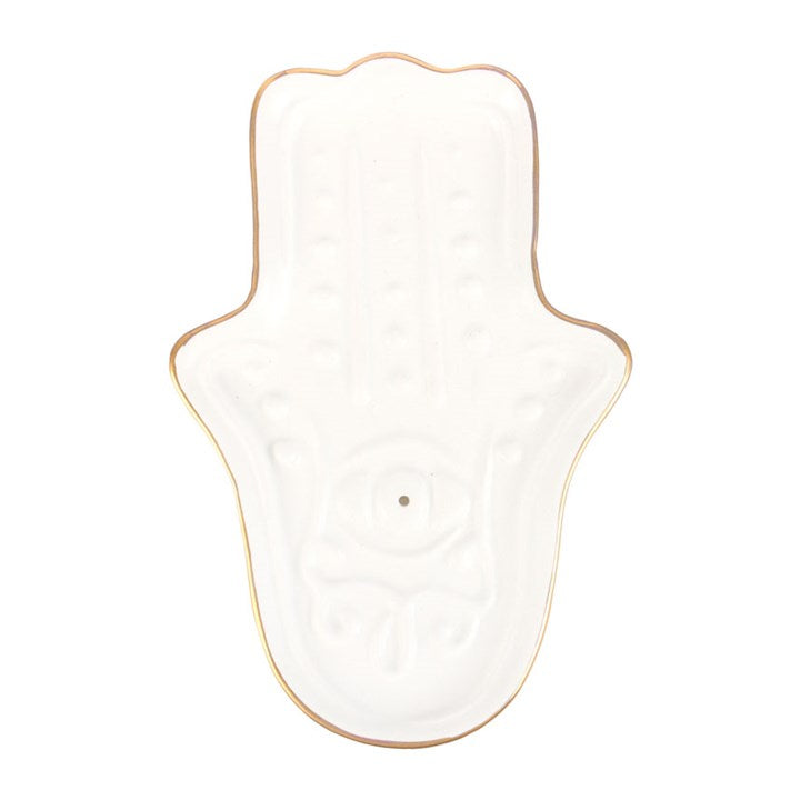 White Hamsa Hand Incense Stick Holder