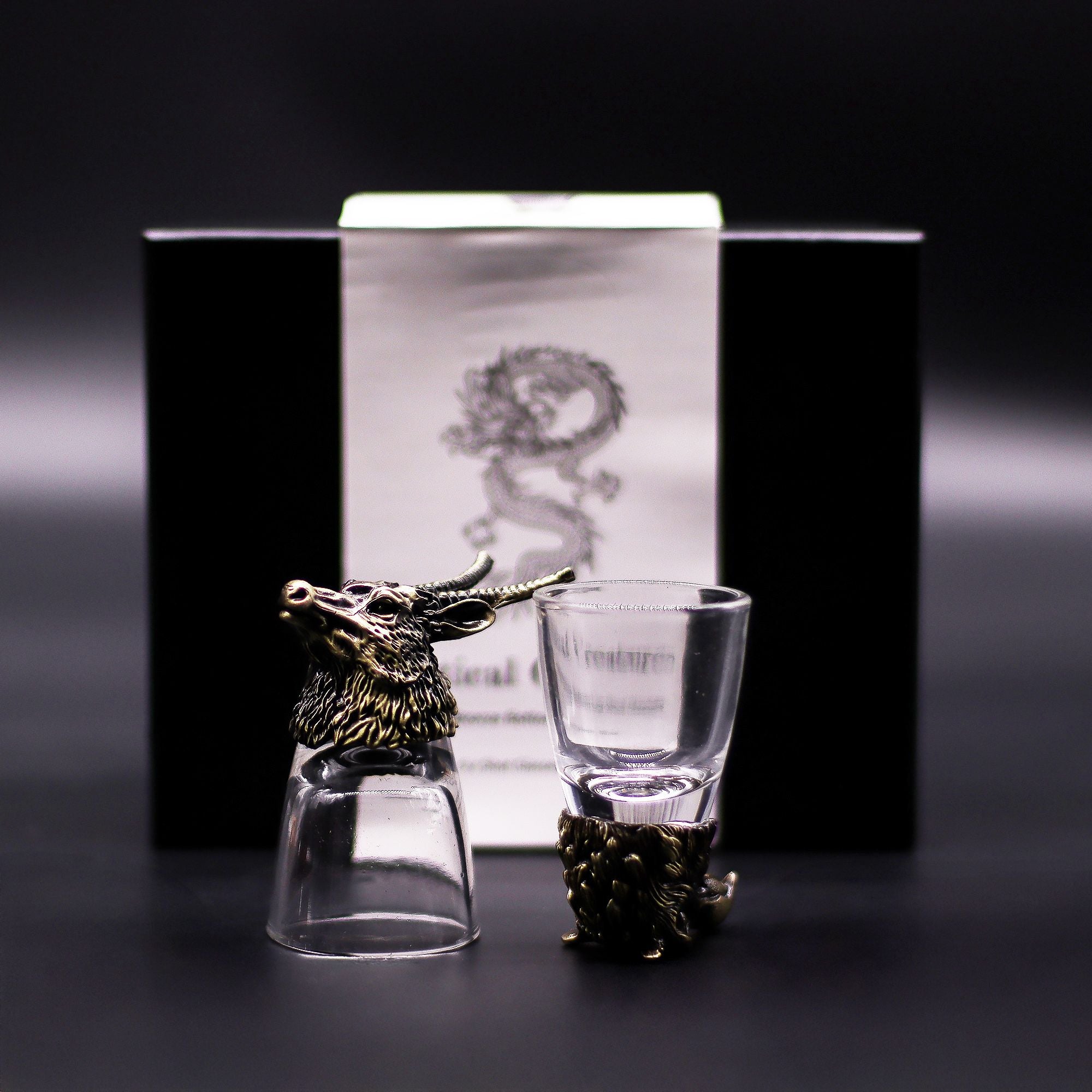 Gift Set of 6 Shot Glasses (50ml) - Wild Forest Creatures - Antique Bronze