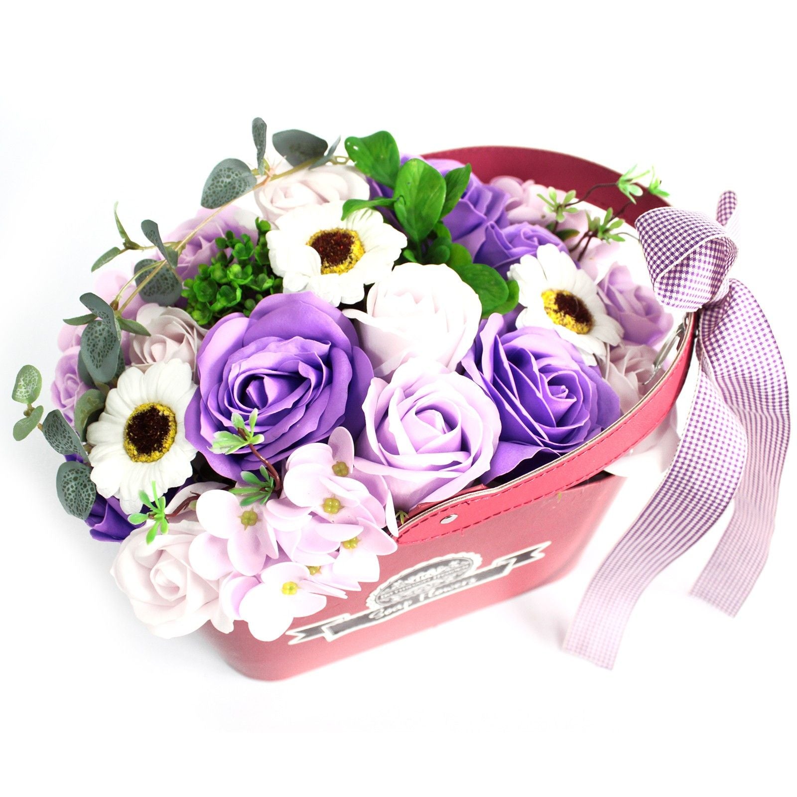 Basket Soap Flower Bouquet - Lilac