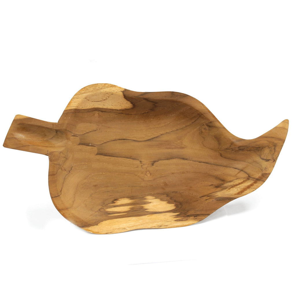 Teak Leaf Shaped Bowl - approx 32cm