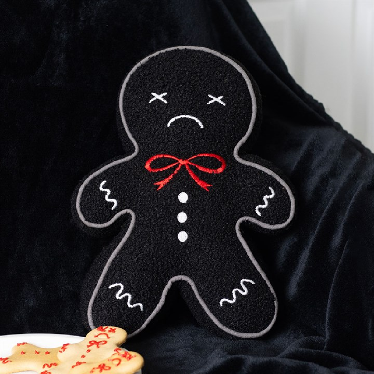 Spooky Gingerbread Man Boucle Cushion