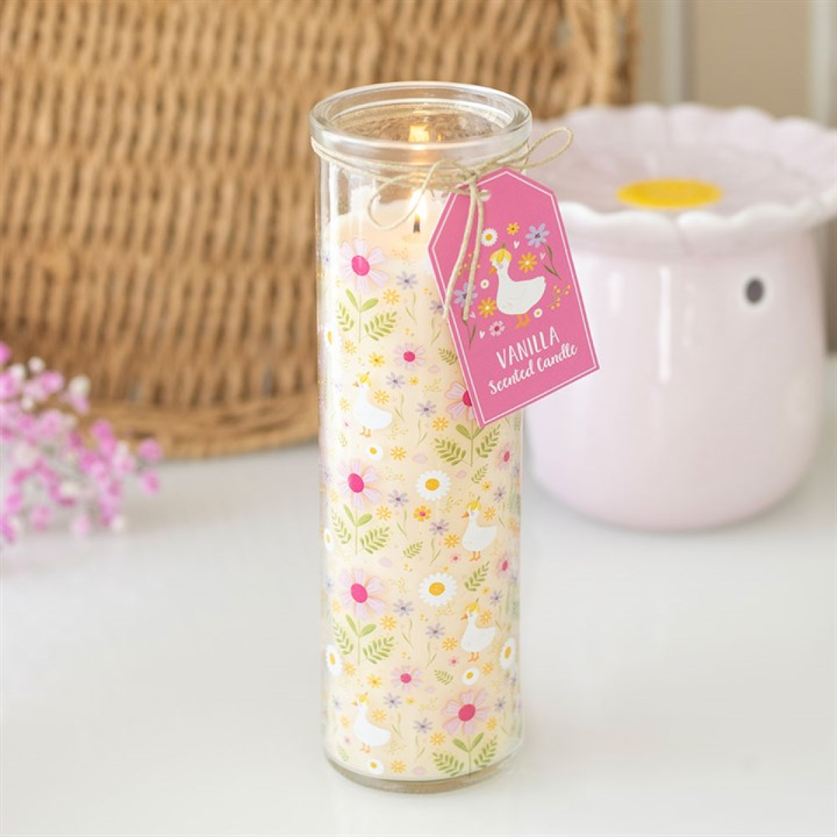 Daisy &  Duck Print Vanilla Tube Candle